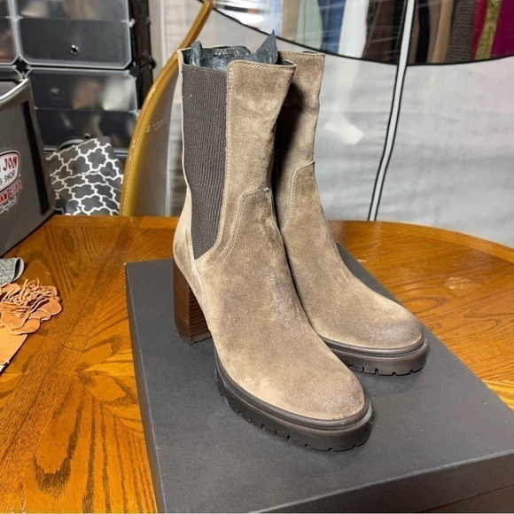 Emanuele CRASTO NWT Womens Riding Boots Brown Leather Mid Calf Pull On 10 EUR 40 - Picture 2 of 14